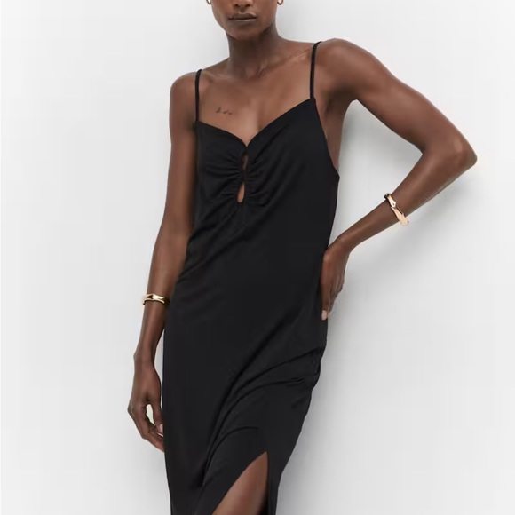 MANGO NWT unopened black dress with pleated details and opening size 10 - Picture 3 of 7